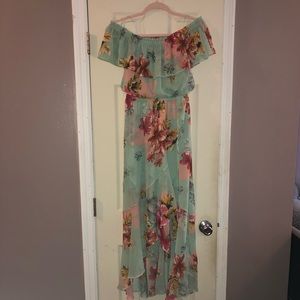 Hi-Lo Express off the shoulder dress